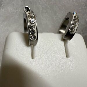 Sparkling Silver Crystal Hoop Earrings